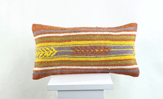 Turkish Cushion Cover 8"x16" Handmade Vintage Boho Ethnic Throw Pillow Case 2610