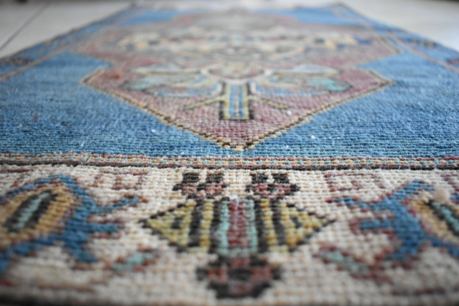 Anatolian Runner 2.6x1.4 ft Vintage Turkish Runner Oushak Runner Rug Y16