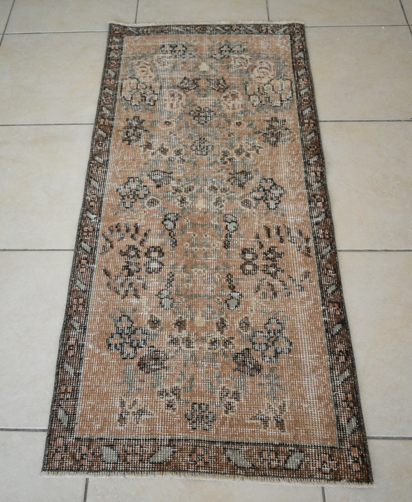 Small Turkish Runner 4.5x1.9 ft Vintage Runner Hallway Runner Handwoven Rug R15