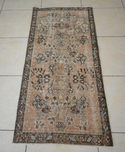 Small Turkish Runner 4.5x1.9 ft Vintage Runner Hallway Runner Handwoven Rug R15