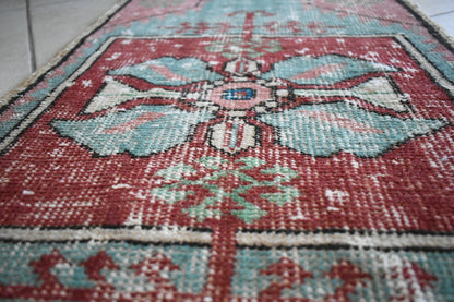 Turkish Runner 2.6x1.4 ft Runner Vintage Oushak Runner Small Faded Runner Y12