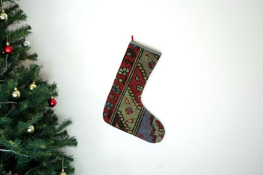 Kilim Christmas Stocking Vintage Rug Stocking Ethnic Decorative Xmas Socks S460