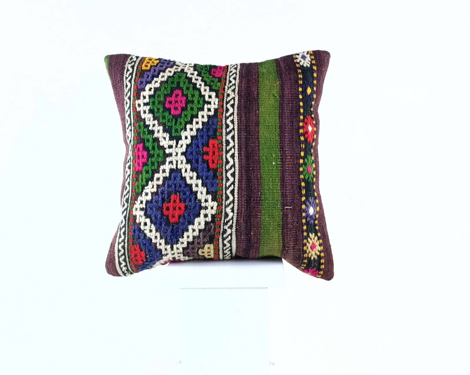 18"x18" Kilim Pillow Cover  Handmade Turkish Vintage Cushion Tribal Lumbar 1833