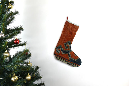 Kilim Christmas Stocking Vintage Rug Stocking Ethnic Decorative Xmas Socks S634