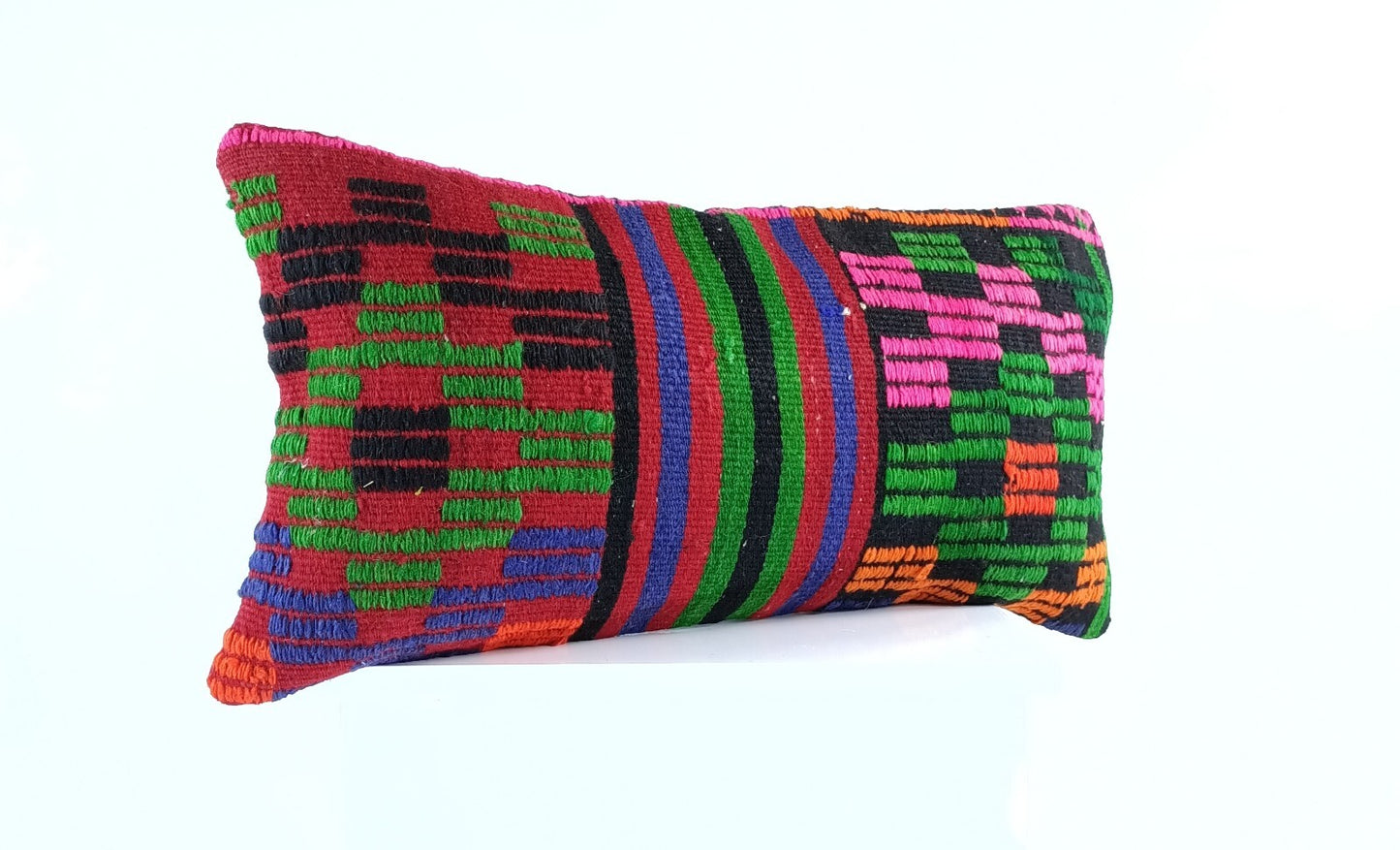 Handmade Turkish Kilim Pillow Cover 12x24 Ethnic Boho Sofa Lumbar Cushion E999