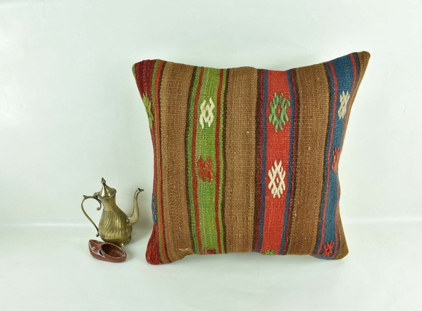 18"x18" Kilim Pillow Cover  Handmade Turkish Vintage Cushion Tribal Lumbar 2993