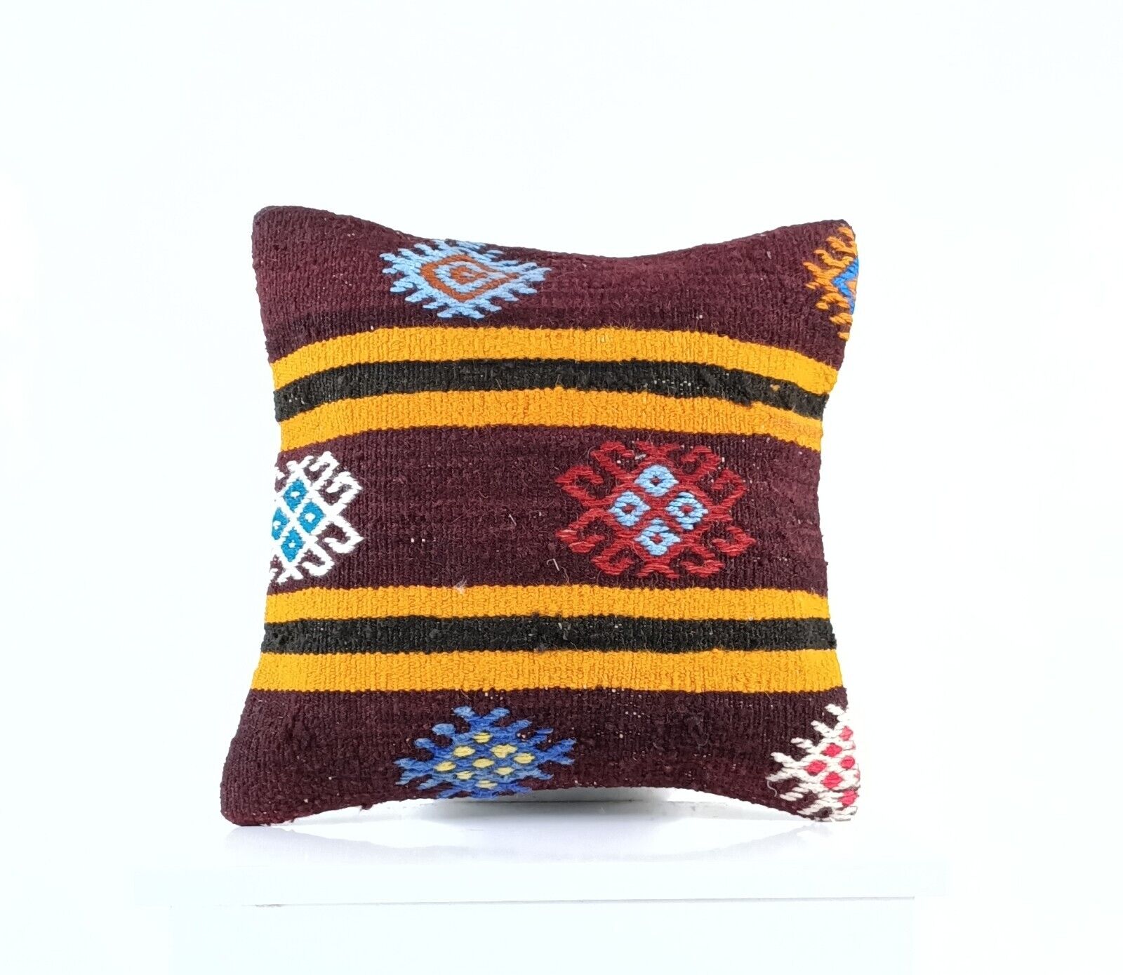 14"x14" Kilim Pillow Cover Handmade Turkish Tribal Ethnic Boho Rug Cushion E1290