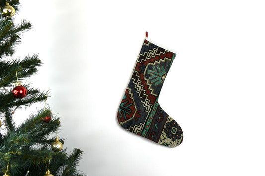 Kilim Christmas Stocking Vintage Rug Stocking Ethnic Decorative Xmas Socks S623