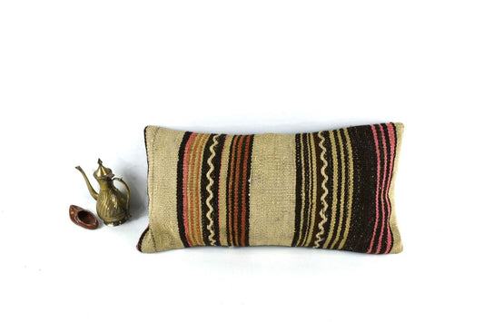 Home Decorative Handmade 12x24 Tribal Vintage Turkish Kilim Pillow Cover 3891