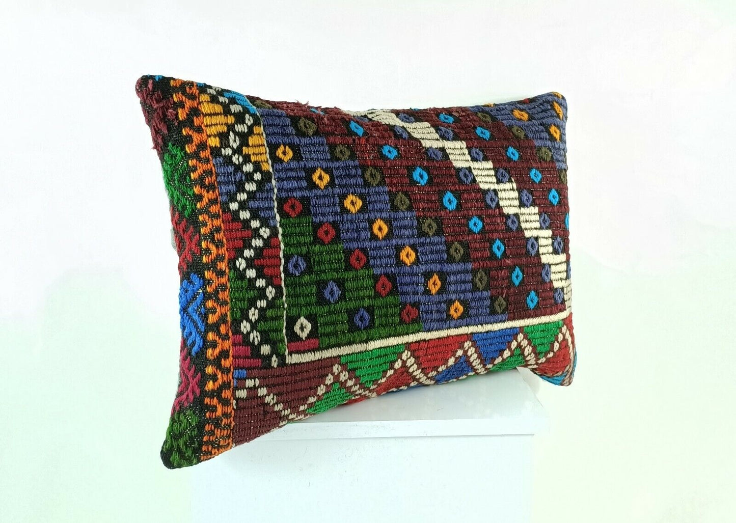 Kilim Pillow Cover 16x24 in Traditional Handmade Anatolian Lumbar Cushion  E1280