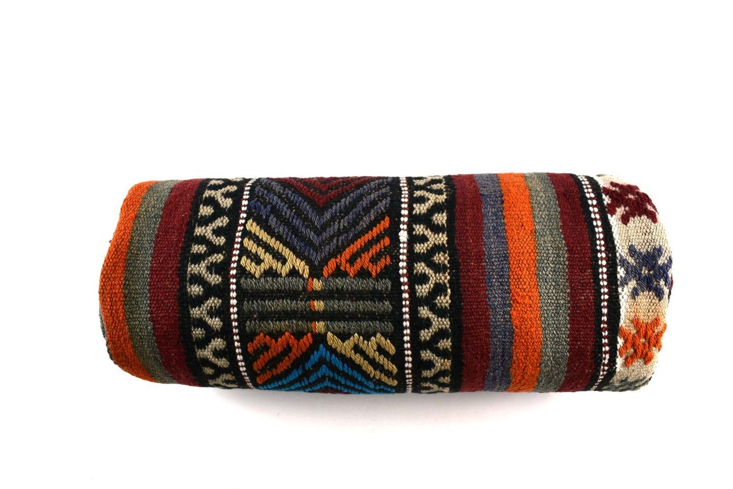 Kilim Bolster Pillow Cover 8x20 in Tribal Vintage Turkish Carpet Bolster Cushion