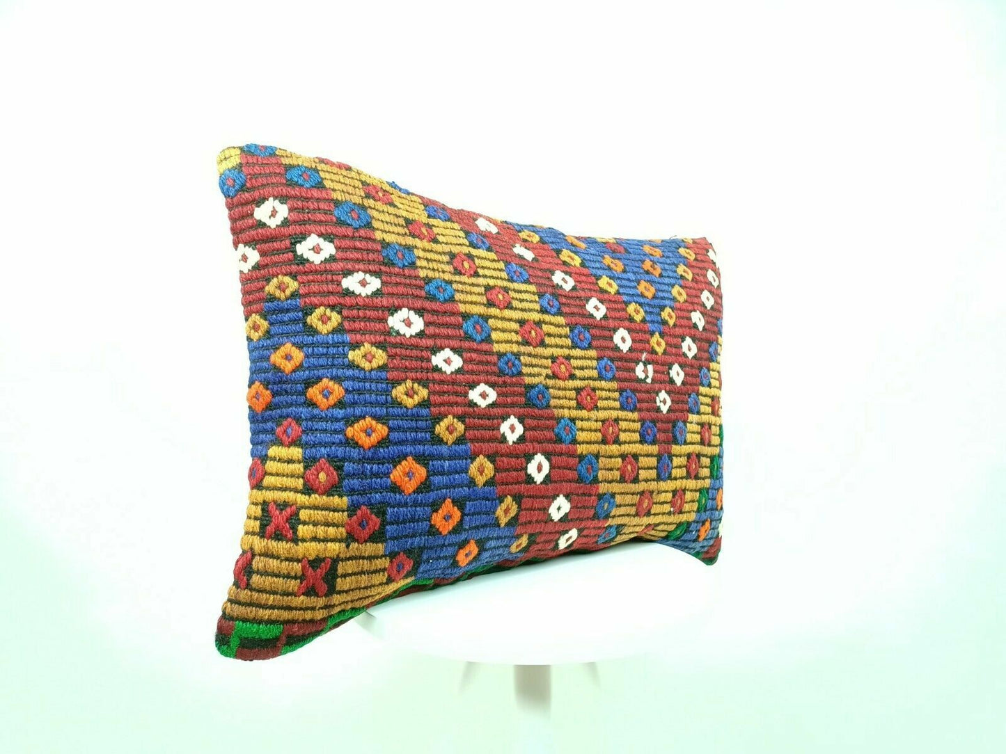 16x24 Kilim Lumbar Pillow Handmade Turkish Rug Tribal Bohemian Cushion Case E461