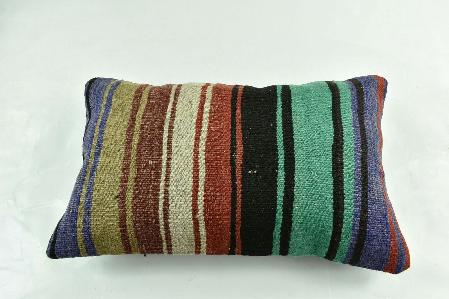 Kilim Pillow Cover 12x20 Turkish Handmade Vintage Couch Lumbar Cushion  A1864