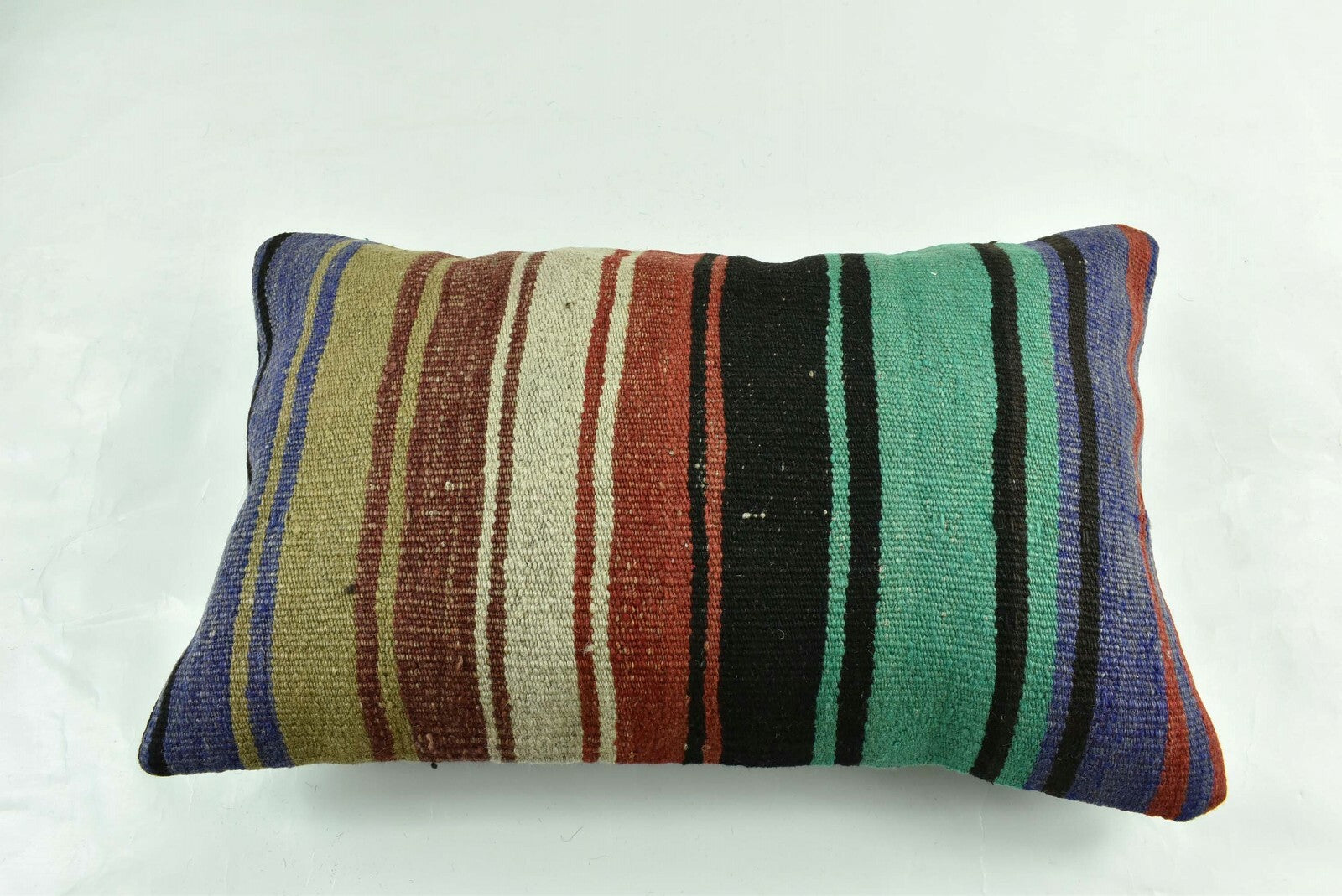 Kilim Pillow Cover 12x20 Turkish Handmade Vintage Couch Lumbar Cushion  A1864