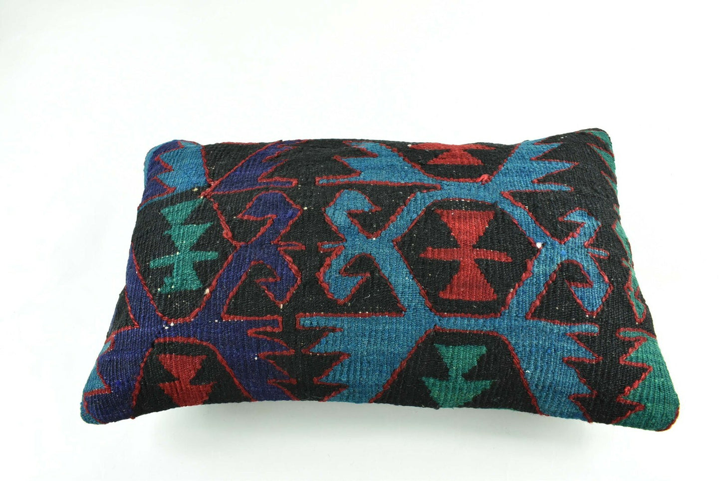 Kilim Pillow Cover 12x20 Turkish Handmade Vintage Couch Lumbar Cushion  A1838