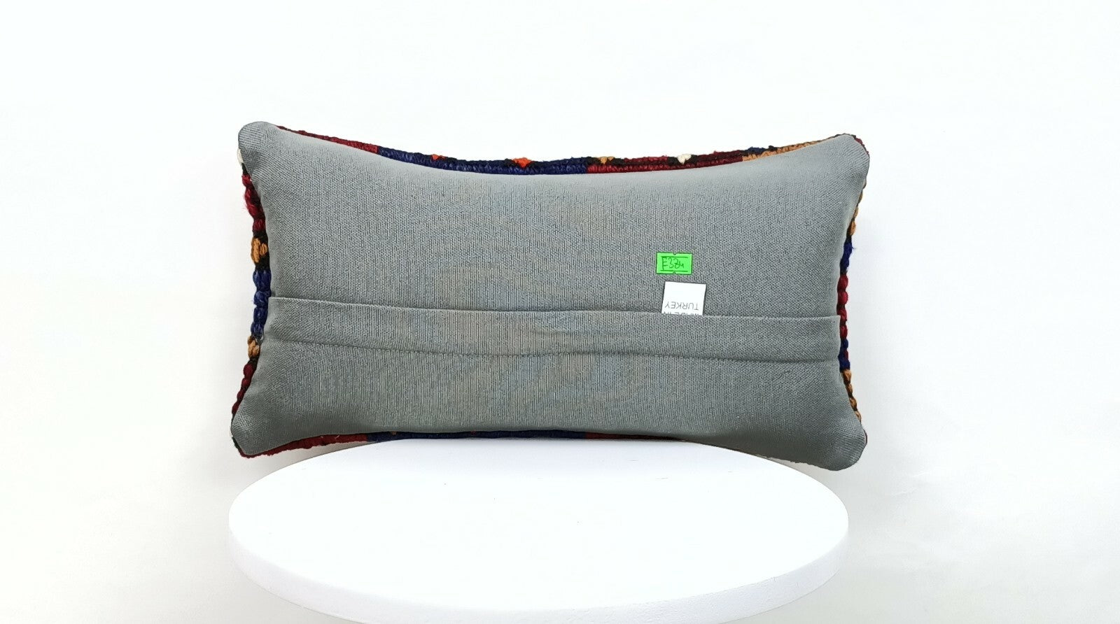 Turkish Kilim Pillow Cover 8"x16" Handknotted Vintage Tribal Lumbar Cushion E384