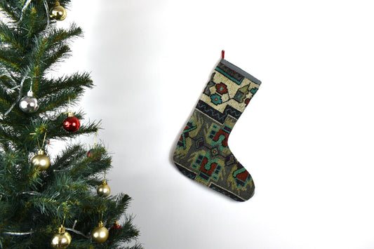 Kilim Christmas Stocking Vintage Rug Stocking Ethnic Decorative Xmas Socks S584