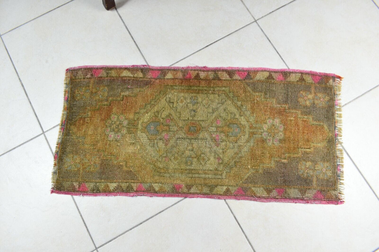 Anatolian Runner 3x1.4 ft Vintage Turkish Runner Oushak Runner Rug Y34