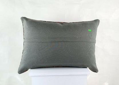 Oriental Ottoman Lumbar Pillow Cover 16x24 Handknotted Turkish Rug Cushion E1250