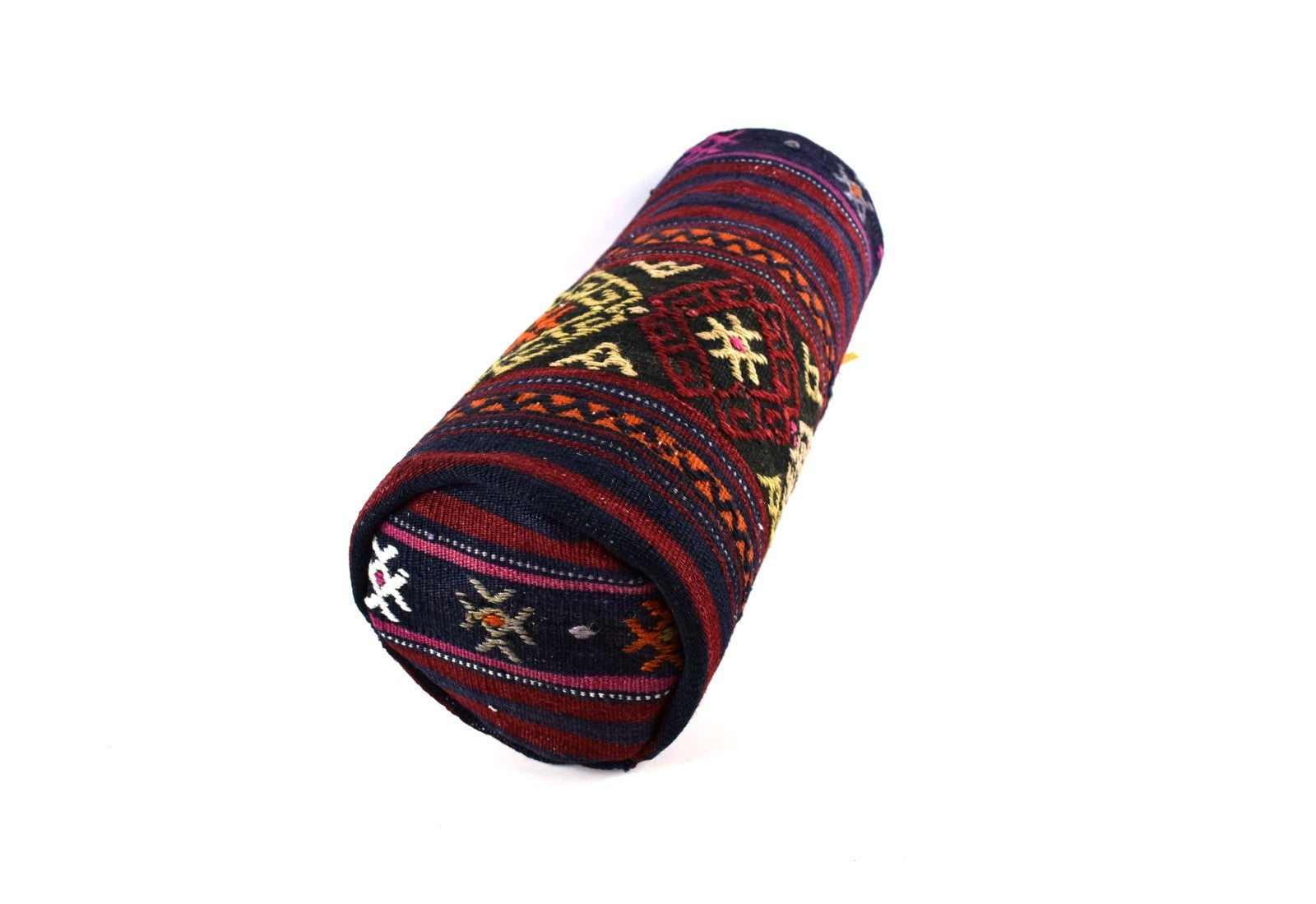 Kilim Bolster Pillow Cover 8x20 in Tribal Vintage Turkish Carpet Bolster Cushion