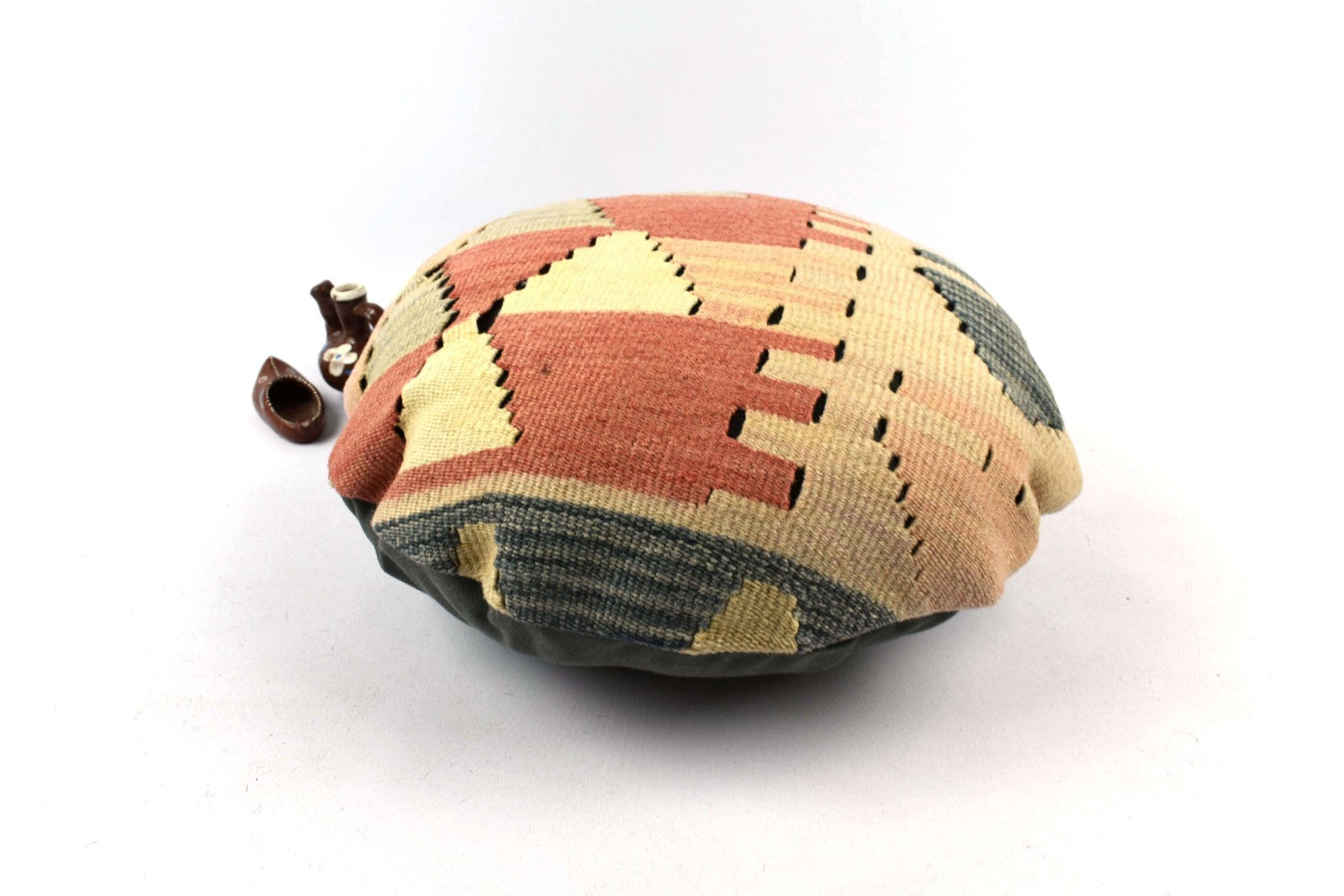 Kilim Round Pillow Cover 18" in Tribal Vintage Turkish Carpet Round Cushion 4953