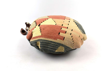 Kilim Round Pillow Cover 18" in Tribal Vintage Turkish Carpet Round Cushion 4953
