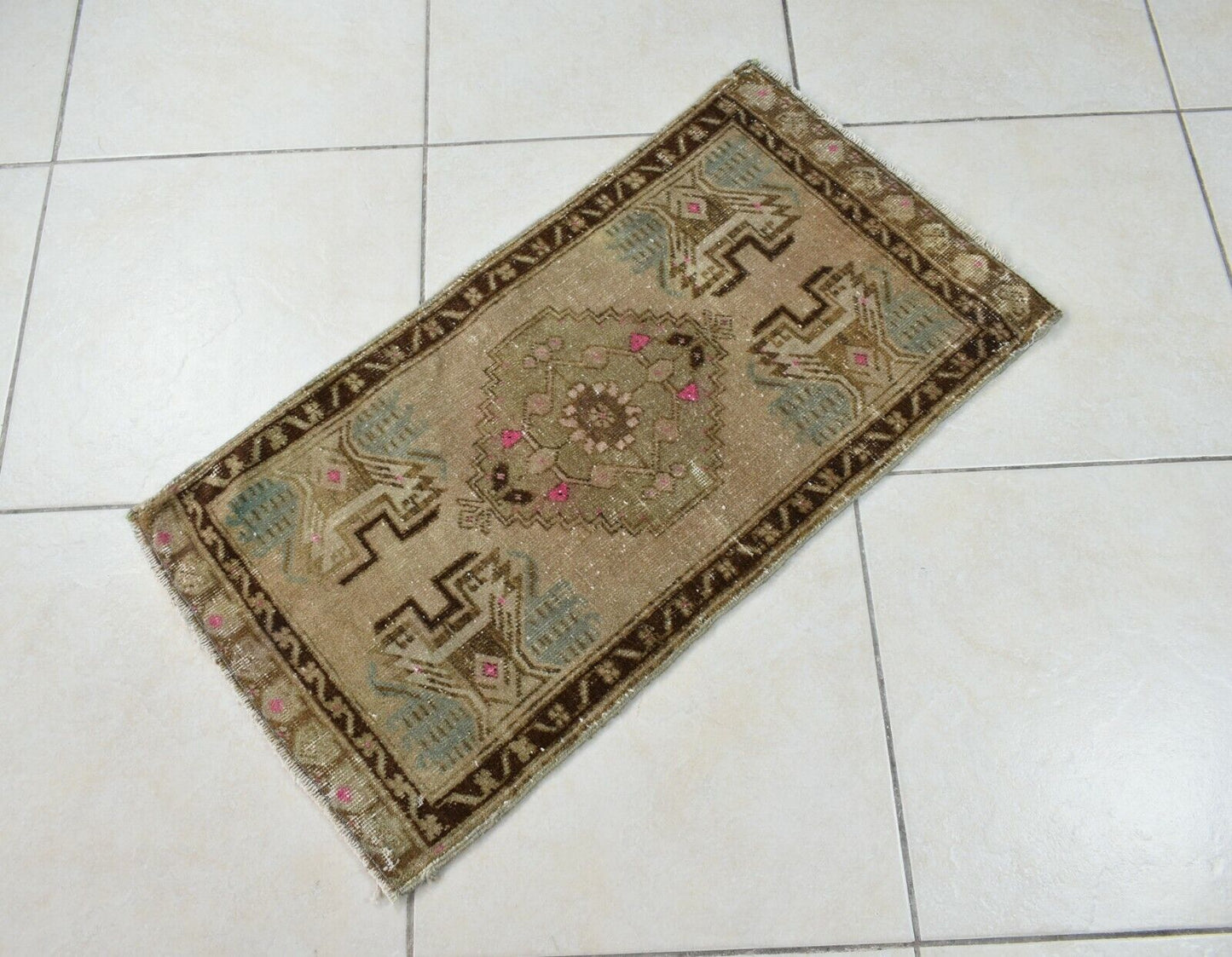 Turkish Runner 2.7x1.5 ft Mini Anatolian Rug Vintage Runner Turkish Runner Y113