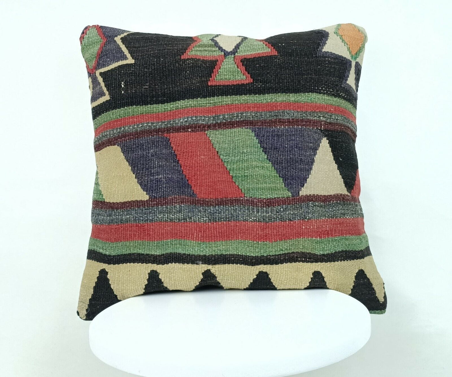 Kilim Pillow Cover 18x18 Anatolian Handmade Traditional Ottoman Cushion  A387