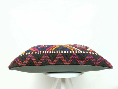 16x24 Kilim Lumbar Pillow Handmade Turkish Rug Tribal Bohemian Cushion Case E456