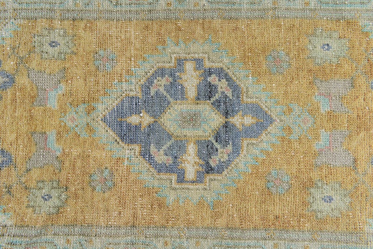 Turkish Runner 3.4x1.5 ft Vintage Small Rug Oushak Runner Anatolian Mini Rug Y73