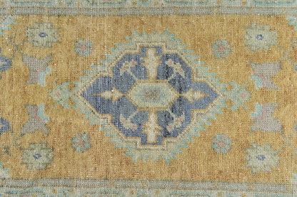 Turkish Runner 3.4x1.5 ft Vintage Small Rug Oushak Runner Anatolian Mini Rug Y73