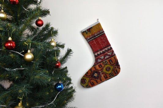 Kilim Christmas Stocking Vintage Rug Stocking Ethnic Decorative Xmas Socks S935