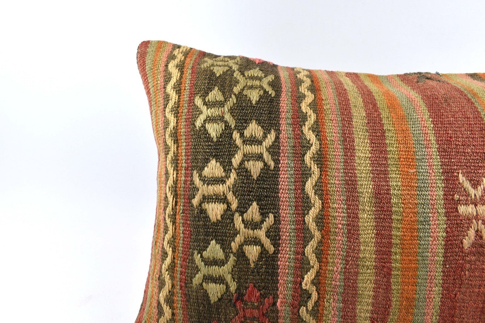 Kilim Pillow Cover 16x24 Tribal Vintage Turkish Carpet Lumbar Pillow Cover 4765