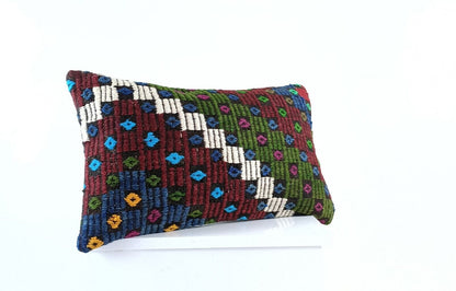 Kilim Pillow Cover 12x20 Turkish Handmade Sofa Couch Floor Lumbar Cushion E1048