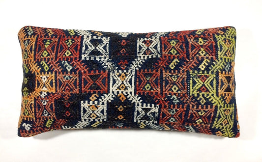 Home Decorative Handmade 12x24 Tribal Vintage Turkish Kilim Pillow Cover 346