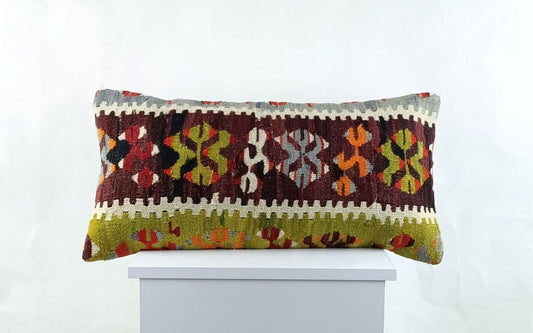 Home Decorative Handmade 12x24 Tribal Vintage Turkish Kilim Pillow Cover 2689