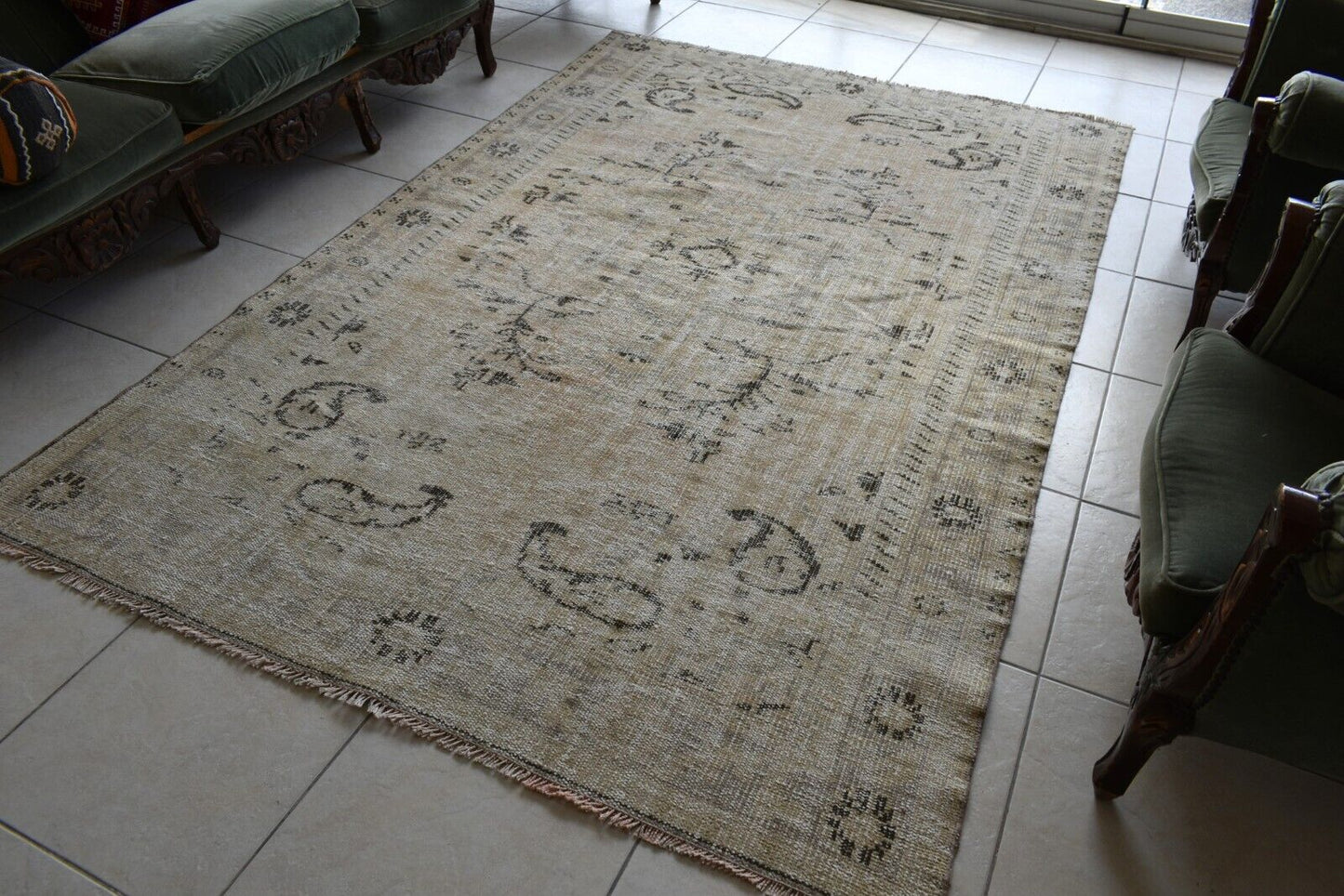 Faded Oushak Rug 8.5x5.5 ft Anatolian Rug Turkish Carpet Boho Floor Rug U23