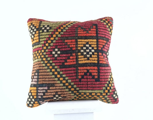 16x16 Ethnic Vintage Turkish Rug Pillow Cover Home Decorative Boho Cushion E846