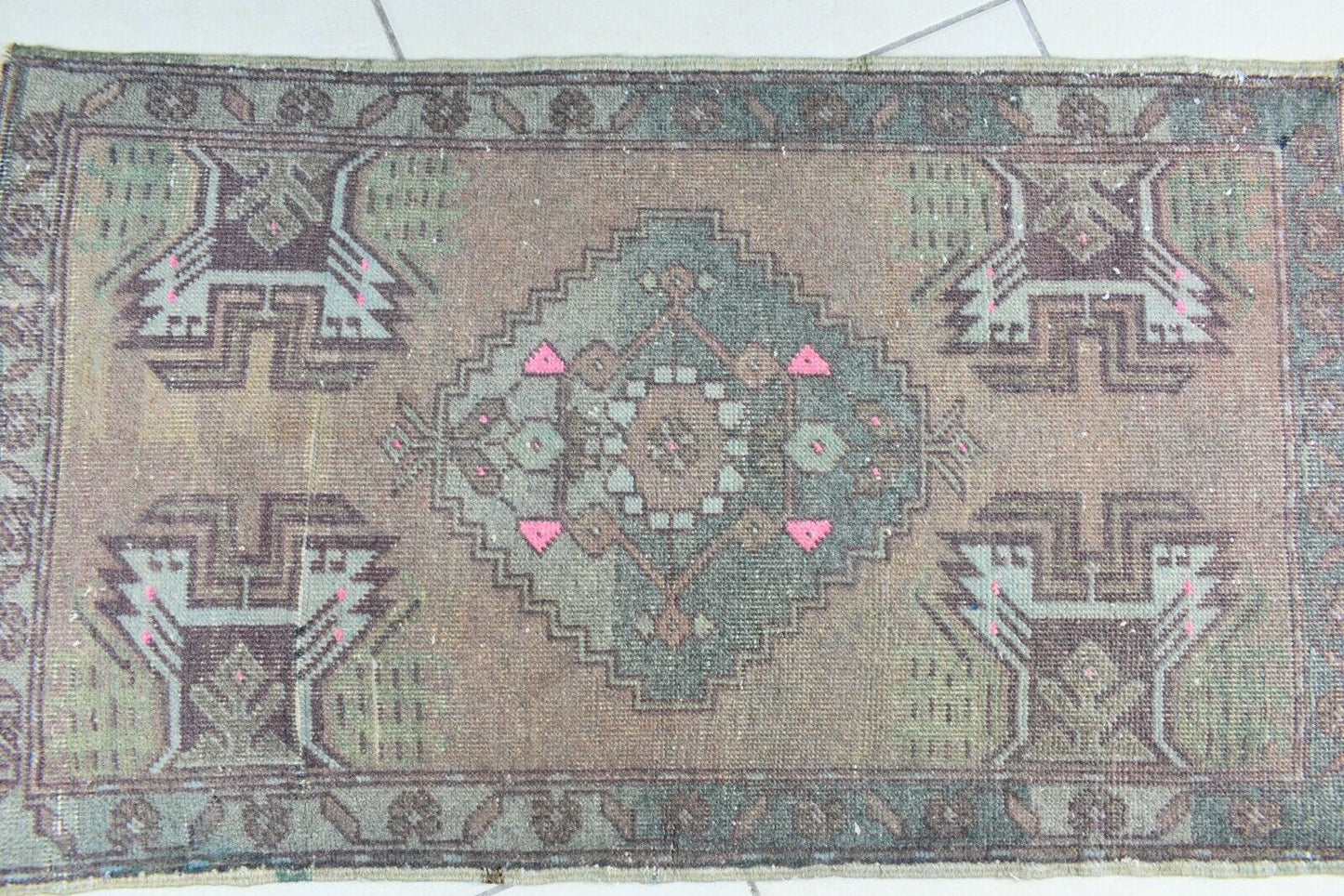 Anatolian Runner 3.1x1.8 ft Vintage Turkish Runner Oushak Runner Rug Y43