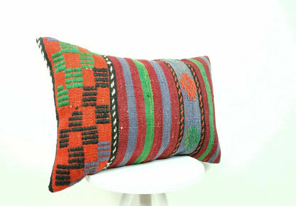 Kilim Pillow Cover 16x24 Handmade Home Decorative Sofa Wool Lumbar Cushion E451