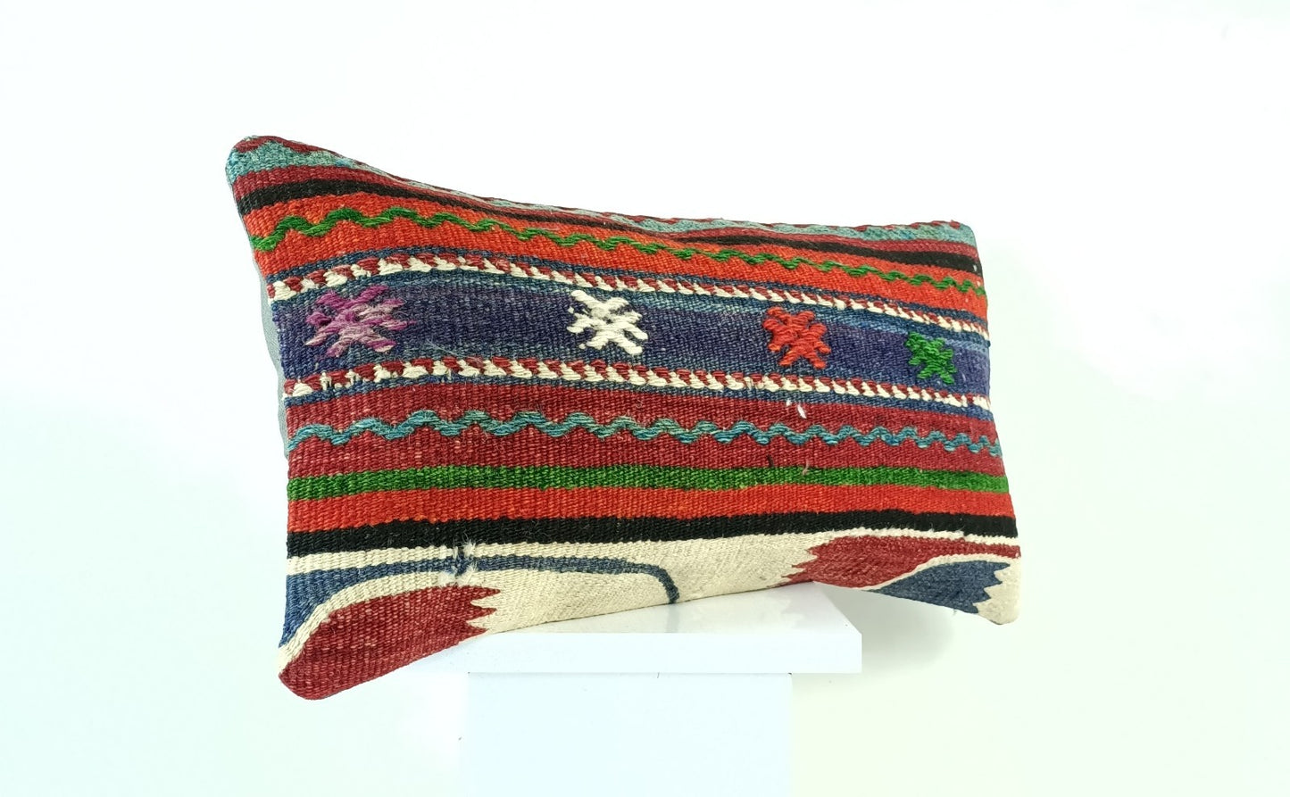 10x20 Kilim Lumbar Pillow Cover Vintage Ethnic Oushak Kilim Pillow Cover 1886