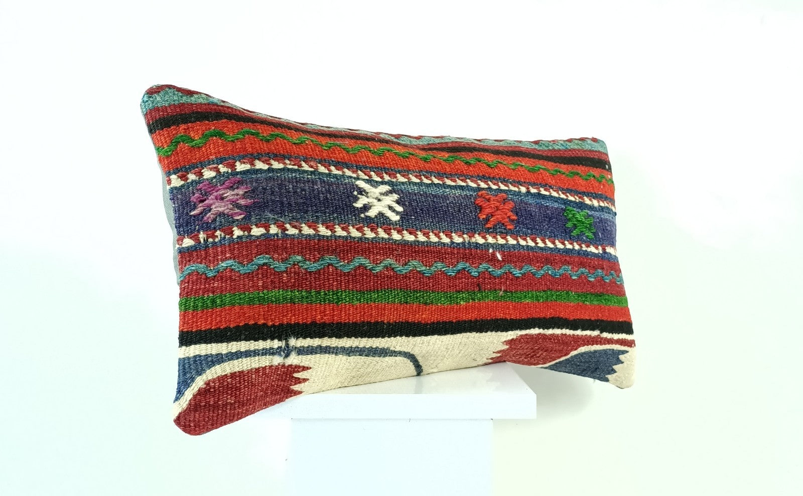 10x20 Kilim Lumbar Pillow Cover Vintage Ethnic Oushak Kilim Pillow Cover 1886