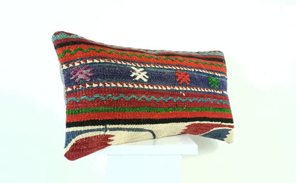 10x20 Kilim Lumbar Pillow Cover Vintage Ethnic Oushak Kilim Pillow Cover 1886