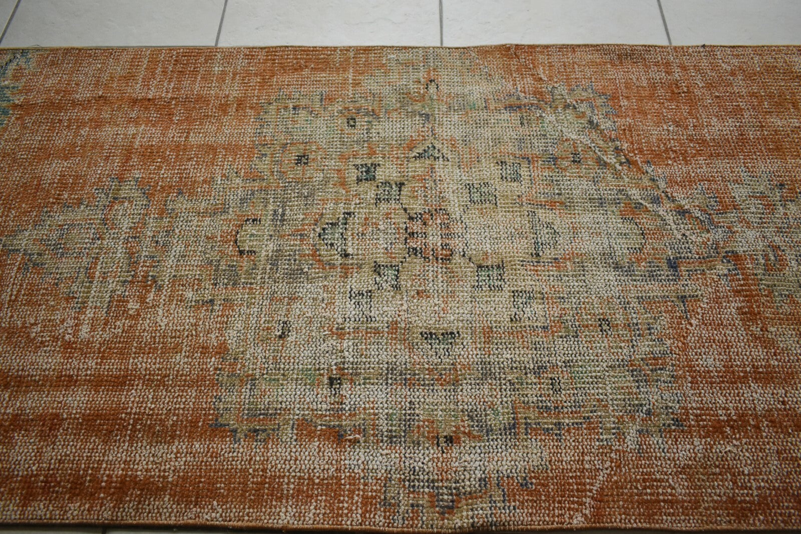 Vintage Runner 8.7x2.7 ft Oushak Runner Anatolian Rug Faded Turkish Runner R29