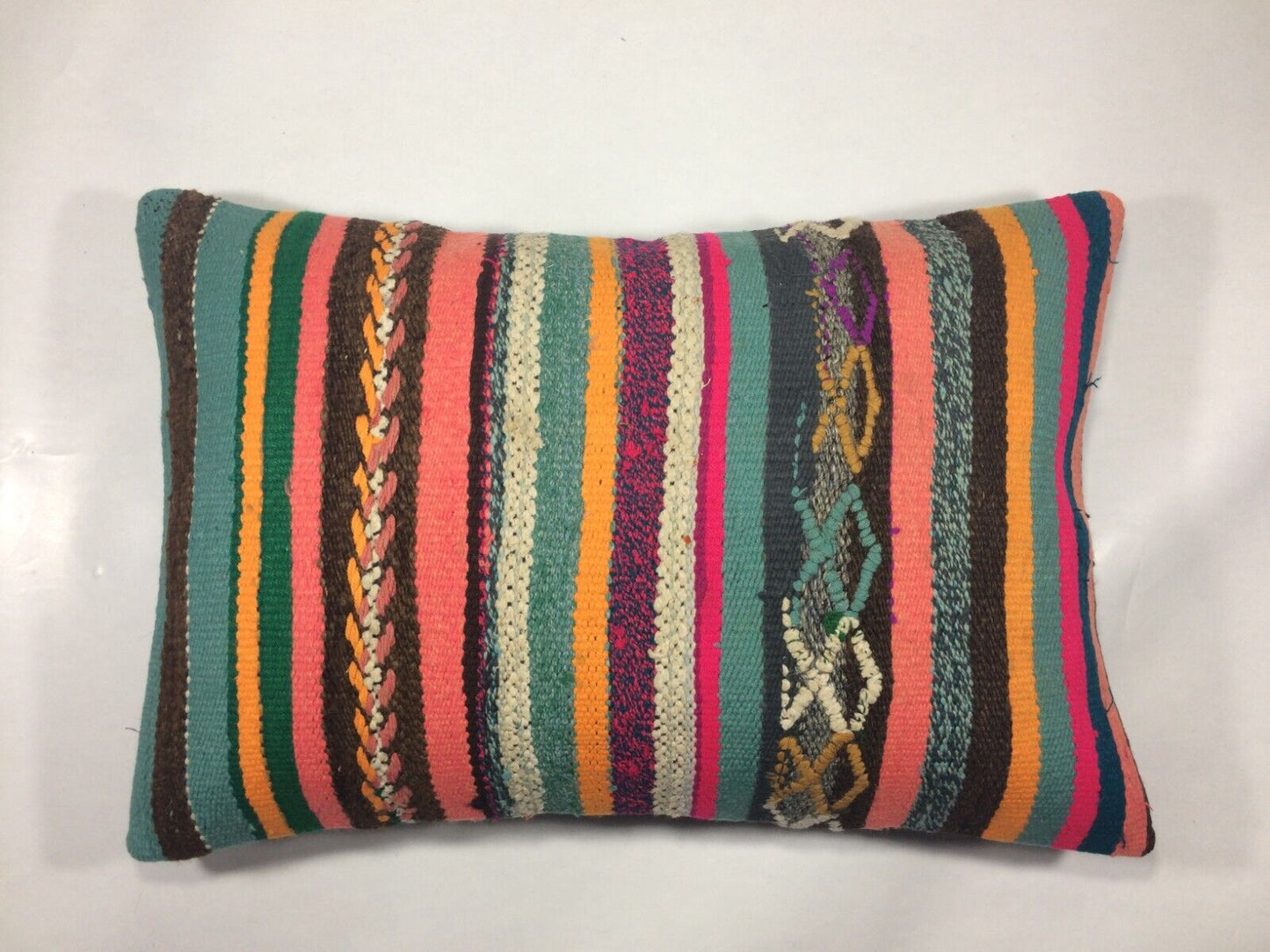 Kilim Pillow Cover 16x24 Tribal Vintage Turkish Carpet Lumbar Pillow Cover 975