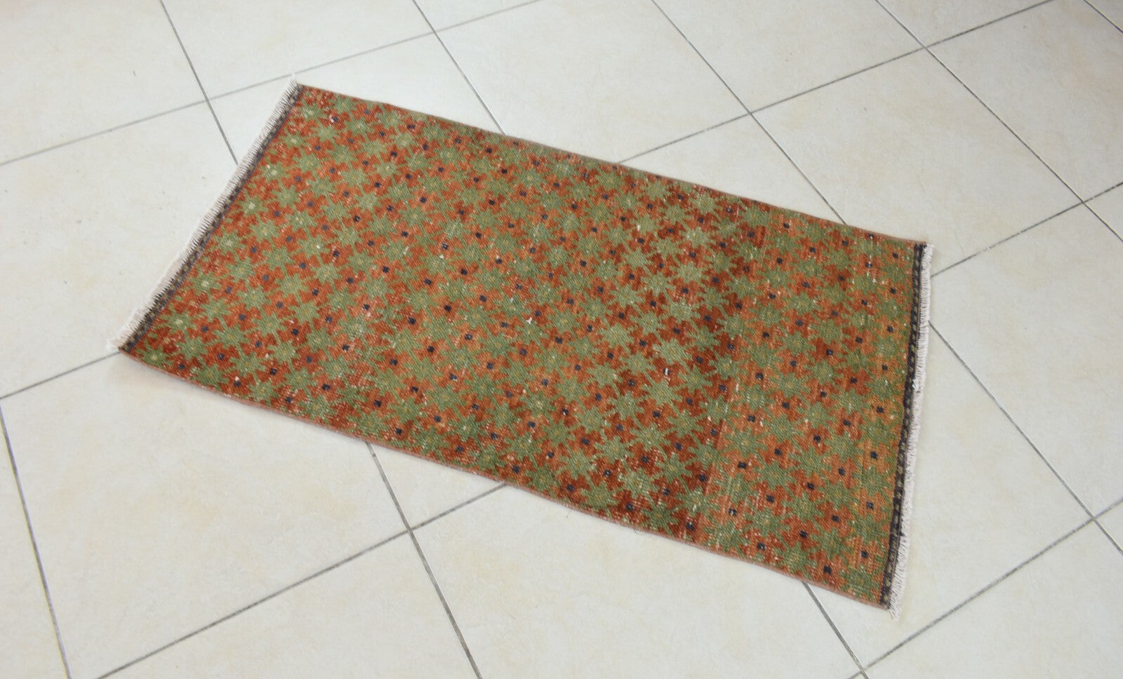 Small Turkish Runner 3.6x1.9 ft Vintage Runner Hallway Runner Handwoven Rug R36