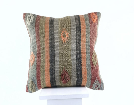 16x16 Ethnic Vintage Turkish Rug Pillow Cover Home Decorative Boho Cushion E831