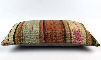 10x20 Kilim Lumbar Pillow Cover Vintage Ethnic Oushak Kilim Pillow Cover 4850