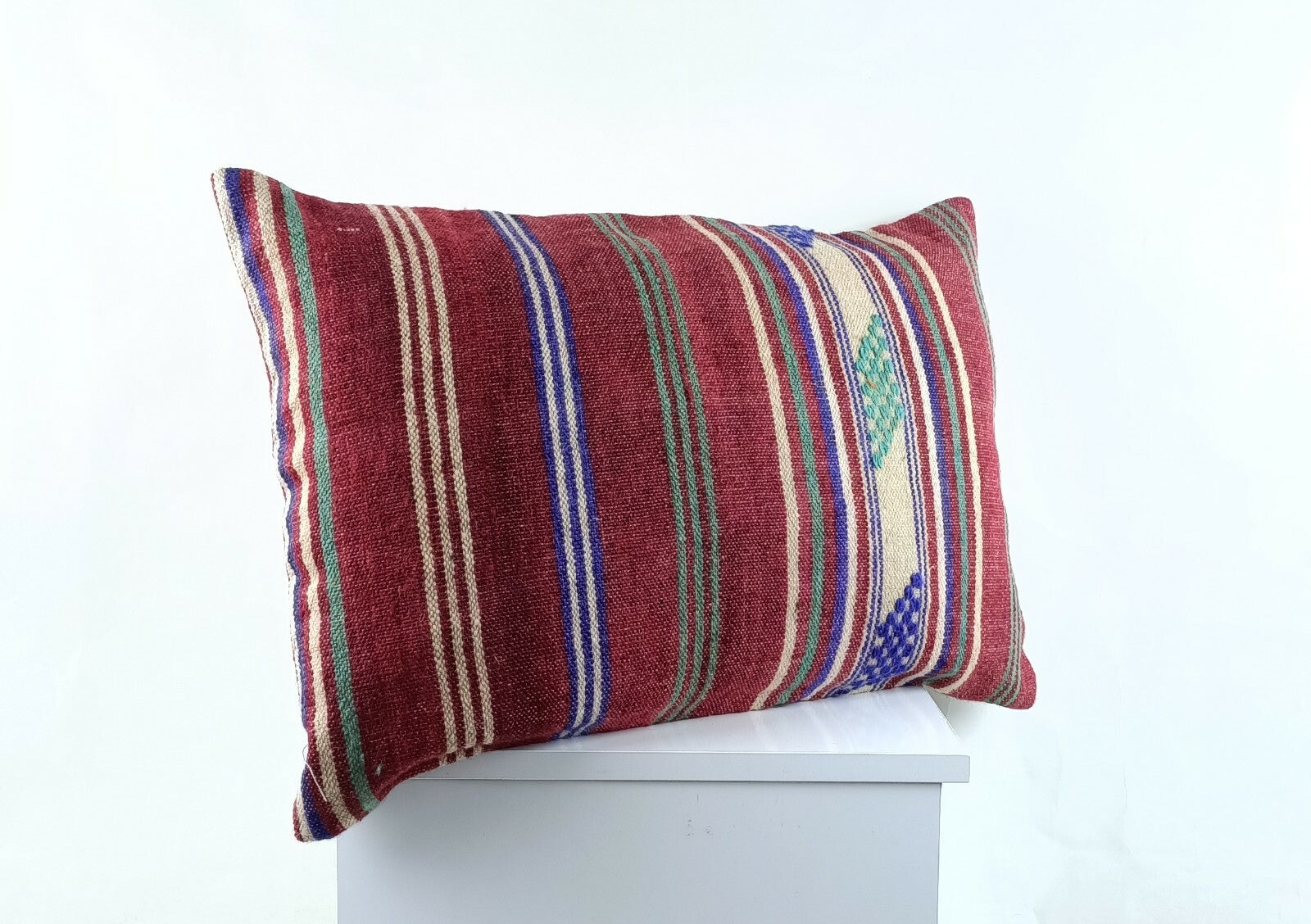 Kilim Pillow Cover 16x24 in Traditional Handmade Anatolian Lumbar Cushion A1465