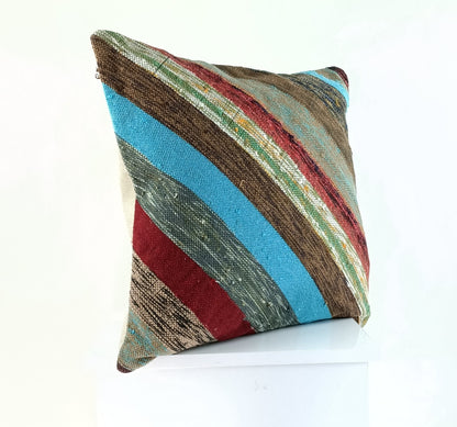 20x20 Kilim Pillow Cover Handmade Vintage Oushak Kilim Cushion Cover 2370